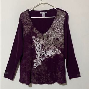 RXB Purple Graphic Long Sleeve Blouse